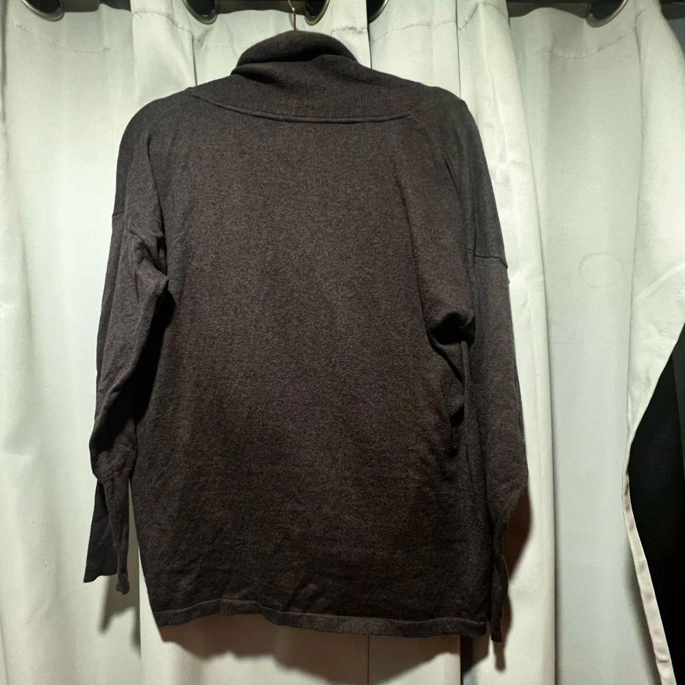 Dakini Charcoal Plum  Open-Front Cardigan Cashmere Blend Large - Picture 3 of 6